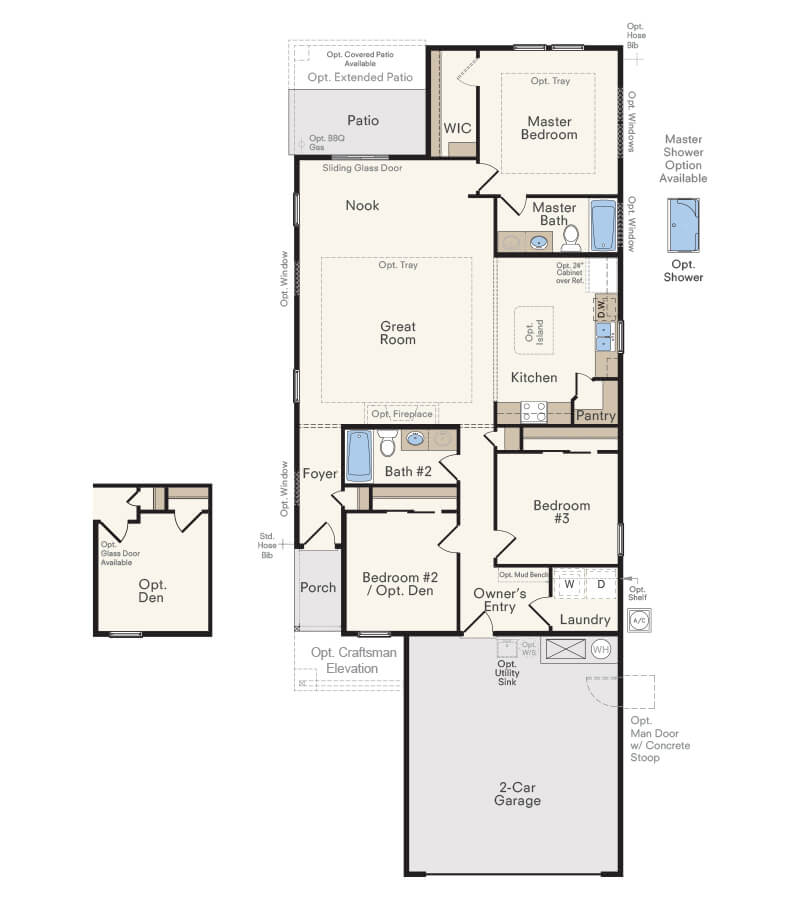 Ashton 3Bed, 2Bath New Ranch Home Floor Plan Hubble